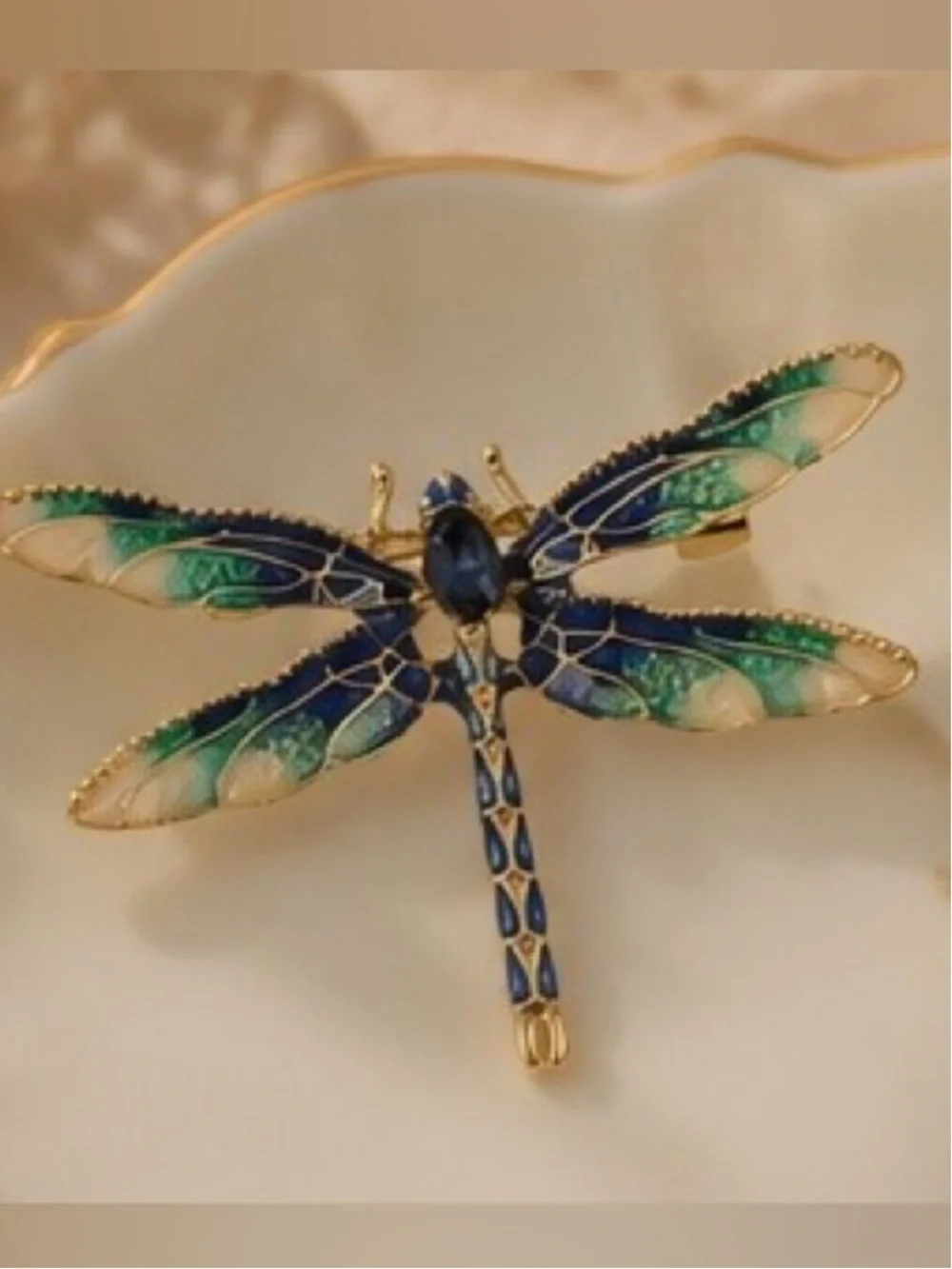 Ethereal Blue Dragonfly Jewel Brooch